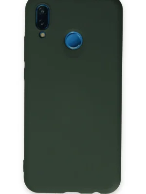 Newface Huawei P20 Lite Kılıf Nano içi Kadife Silikon - Koyu Yeşil