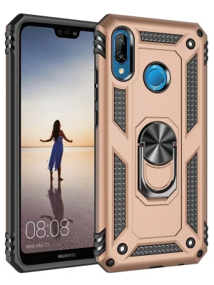 Newface Huawei P20 Lite Kılıf Sofya Yüzüklü Silikon Kapak - Gold