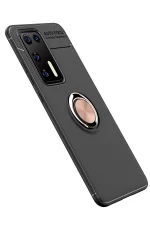 Newface Huawei P40 Kılıf Range Yüzüklü Silikon - Siyah-Gold - Görsel 2