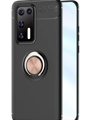 Newface Huawei P40 Kılıf Range Yüzüklü Silikon - Siyah-Gold