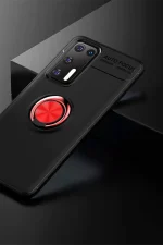 Newface Huawei P40 Kılıf Range Yüzüklü Silikon - Siyah-Kırmızı - Görsel 3
