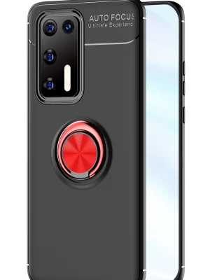 Newface Huawei P40 Kılıf Range Yüzüklü Silikon - Siyah-Kırmızı