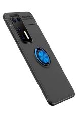 Newface Huawei P40 Kılıf Range Yüzüklü Silikon - Siyah-Mavi - Görsel 2