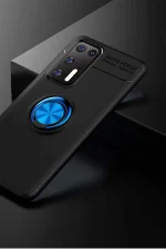 Newface Huawei P40 Kılıf Range Yüzüklü Silikon - Siyah-Mavi - Görsel 3