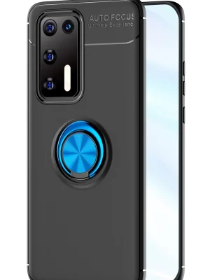 Newface Huawei P40 Kılıf Range Yüzüklü Silikon - Siyah-Mavi