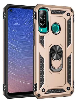 Newface Huawei P40 Lite E Kılıf Sofya Yüzüklü Silikon Kapak - Gold