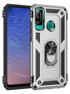 Newface Huawei P40 Lite E Kılıf Sofya Yüzüklü Silikon Kapak - Gümüş