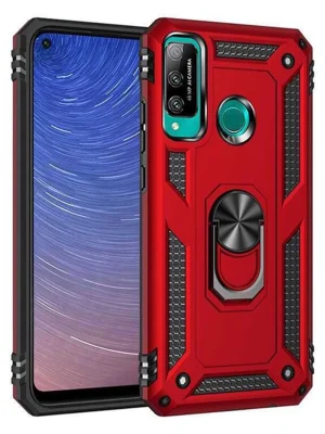 Newface Huawei P40 Lite E Kılıf Sofya Yüzüklü Silikon Kapak - Kırmızı