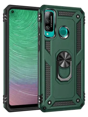 Newface Huawei P40 Lite E Kılıf Sofya Yüzüklü Silikon Kapak - Yeşil