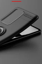 Newface Huawei P40 Pro Kılıf Range Yüzüklü Silikon - Siyah-Mavi - Görsel 4