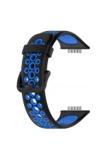 Newface Huawei Watch Fit 2 Spor Delikli Kordon - Siyah-Mavi - Görsel 2