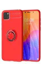 Newface Huawei Y5P Kılıf Range Yüzüklü Silikon - Kırmızı
