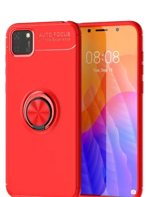 Newface Huawei Y5P Kılıf Range Yüzüklü Silikon - Kırmızı