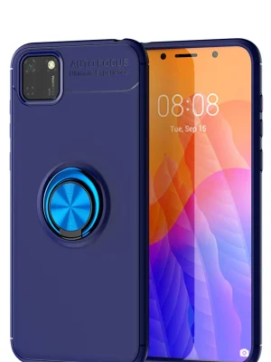Newface Huawei Y5P Kılıf Range Yüzüklü Silikon - Mavi