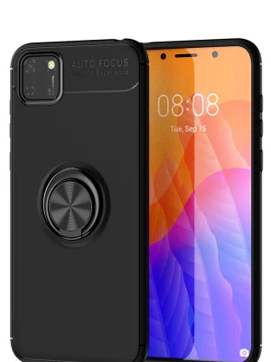Newface Huawei Y5P Kılıf Range Yüzüklü Silikon - Siyah