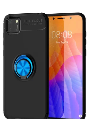 Newface Huawei Y5P Kılıf Range Yüzüklü Silikon - Siyah-Mavi