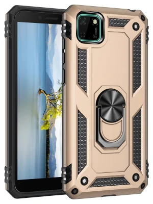 Newface Huawei Y5P Kılıf Sofya Yüzüklü Silikon Kapak - Gold