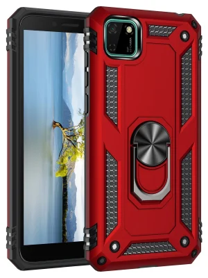 Newface Huawei Y5P Kılıf Sofya Yüzüklü Silikon Kapak - Kırmızı