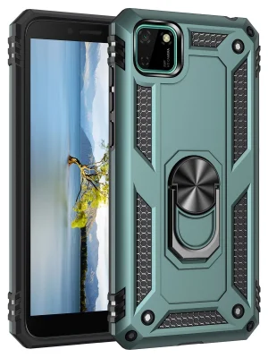 Newface Huawei Y5P Kılıf Sofya Yüzüklü Silikon Kapak - Yeşil