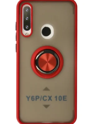 Newface Huawei Y6P Kılıf Montreal Yüzüklü Silikon Kapak - Kırmızı