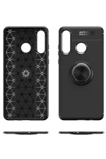 Newface Huawei Y6P Kılıf Range Yüzüklü Silikon - Siyah-Kırmızı - Görsel 4