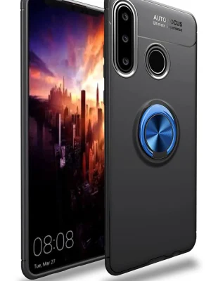Newface Huawei Y6P Kılıf Range Yüzüklü Silikon - Siyah-Mavi