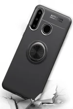 Newface Huawei Y6P Kılıf Range Yüzüklü Silikon - Siyah-Mavi - Görsel 5
