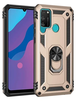 Newface Huawei Y6P Kılıf Sofya Yüzüklü Silikon Kapak - Gold