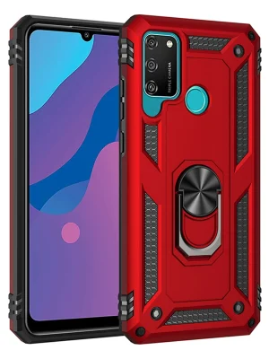 Newface Huawei Y6P Kılıf Sofya Yüzüklü Silikon Kapak - Kırmızı