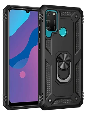 Newface Huawei Y6P Kılıf Sofya Yüzüklü Silikon Kapak - Siyah