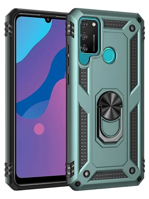 Newface Huawei Y6P Kılıf Sofya Yüzüklü Silikon Kapak - Yeşil