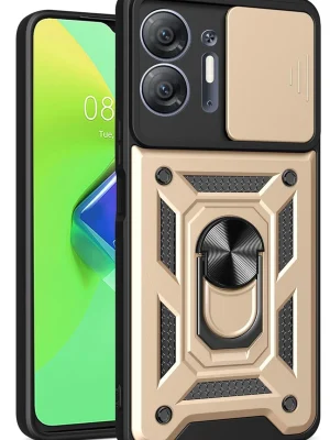 Newface İnfinix Hot 30 5G Kılıf Pars Lens Yüzüklü Silikon - Gold