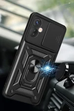 Newface İnfinix Hot 30 5G Kılıf Pars Lens Yüzüklü Silikon - Gümüş - Görsel 2