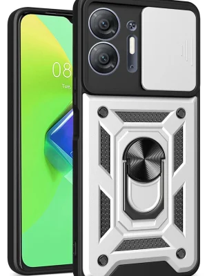 Newface İnfinix Hot 30 5G Kılıf Pars Lens Yüzüklü Silikon - Gümüş