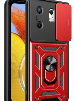 Newface İnfinix Zero 30 4G Kılıf Pars Lens Yüzüklü Silikon - Kırmızı