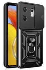 Newface İnfinix Zero 30 4G Kılıf Pars Lens Yüzüklü Silikon - Siyah