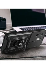 Newface İnfinix Zero 30 4G Kılıf Pars Lens Yüzüklü Silikon - Siyah - Görsel 4