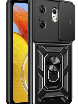 Newface İnfinix Zero 30 4G Kılıf Pars Lens Yüzüklü Silikon - Siyah