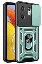 Newface İnfinix Zero 30 4G Kılıf Pars Lens Yüzüklü Silikon - Yeşil