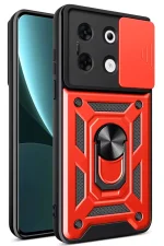 Newface İnfinix Zero 30 5G Kılıf Pars Lens Yüzüklü Silikon - Kırmızı