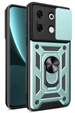 Newface İnfinix Zero 30 5G Kılıf Pars Lens Yüzüklü Silikon - Yeşil