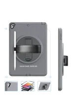 Newface iPad 10.2 (7.nesil) Kılıf Hand Strap Tablet Kılıfı - Gri - Görsel 2