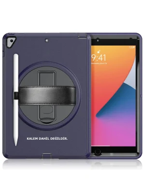 Newface iPad 10.2 (7.nesil) Kılıf Hand Strap Tablet Kılıfı - Lacivert