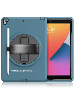 Newface iPad 10.2 (7.nesil) Kılıf Hand Strap Tablet Kılıfı - Turkuaz