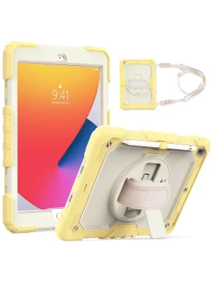 Newface iPad 10.2 (7.nesil) Kılıf Strap New Tablet Kapak - Sarı