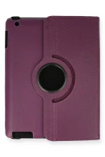 Newface iPad 4 9.7 Kılıf 360 Tablet Deri Kılıf - Mürdüm - Görsel 2