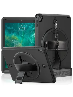 Newface iPad 5 Air 9.7 Kılıf Strap-C Otterbox Tablet Kapak - Siyah