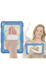 Newface iPad 5 Air 9.7 Kılıf Strap New Tablet Kapak - Mavi - Görsel 2