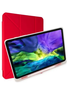 Newface iPad 9.7 (2018) Kılıf Kalemlikli Mars Tablet Kılıfı - Kırmızı