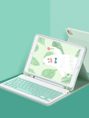 Newface iPad Air 11 (2024) Kılıf KC01 Smart Klavyeli Tablet Kılıfı - Açık Yeşil